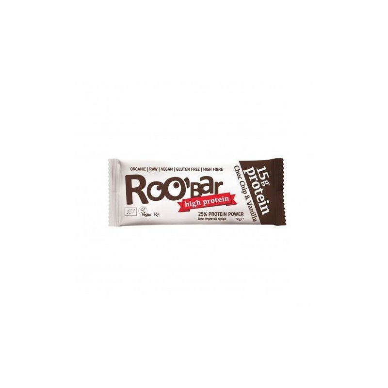 Baton proteic cu ciocolata si vanilie raw bio 60g Roobar