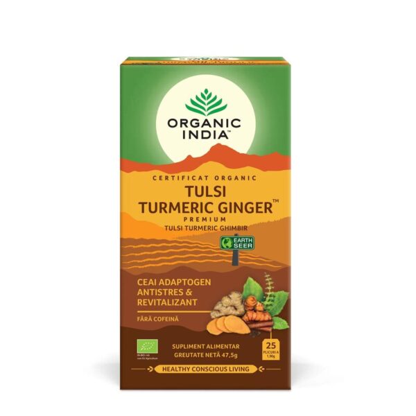 Ceai Tulsi (Busuioc Sfant) Turmeric Ghimbir - Ceai Adaptogen Antistres si Revitalizant