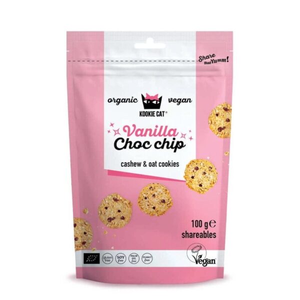 Cookies cu vanilie si ciocolata fara gluten bio 100g Kookie Cat