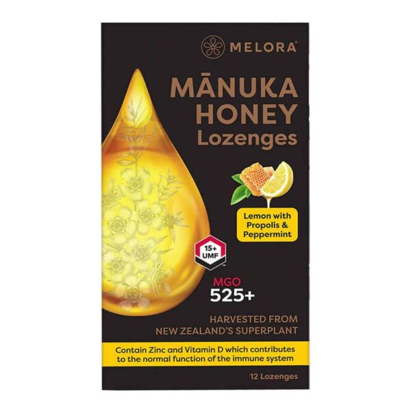 Dropsuri miere de Manuka MGO 525+ (UMF 15+) Melora - lamaie si propolis