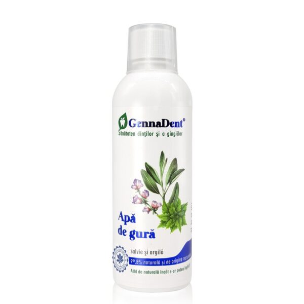 GennaDent Apa de gura naturala cu salvie si argila 500 ml - Leonard Radutz formula