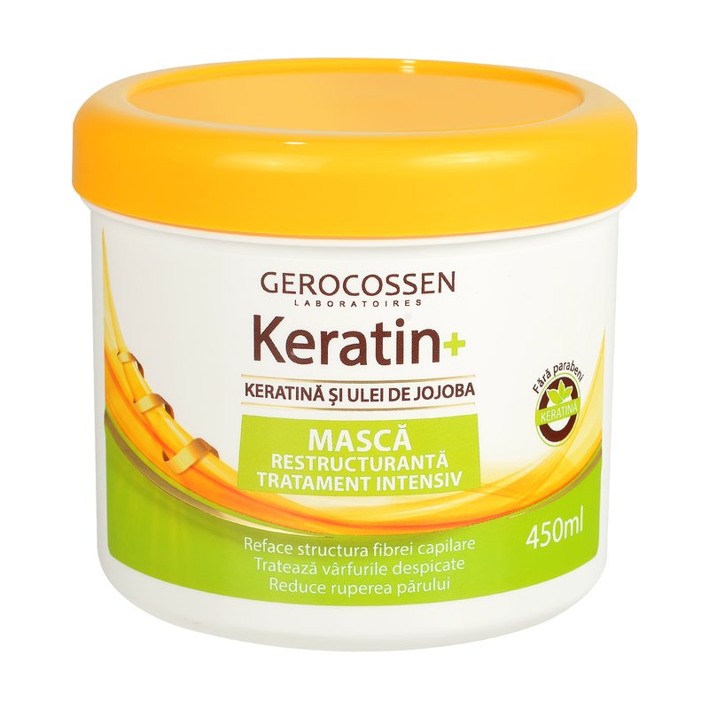 Keratin+ masca restructuranta cu keratina si ulei de jojoba - 450 ml Keratin+ masca restructuranta cu keratina si ulei de jojoba - 450 ml