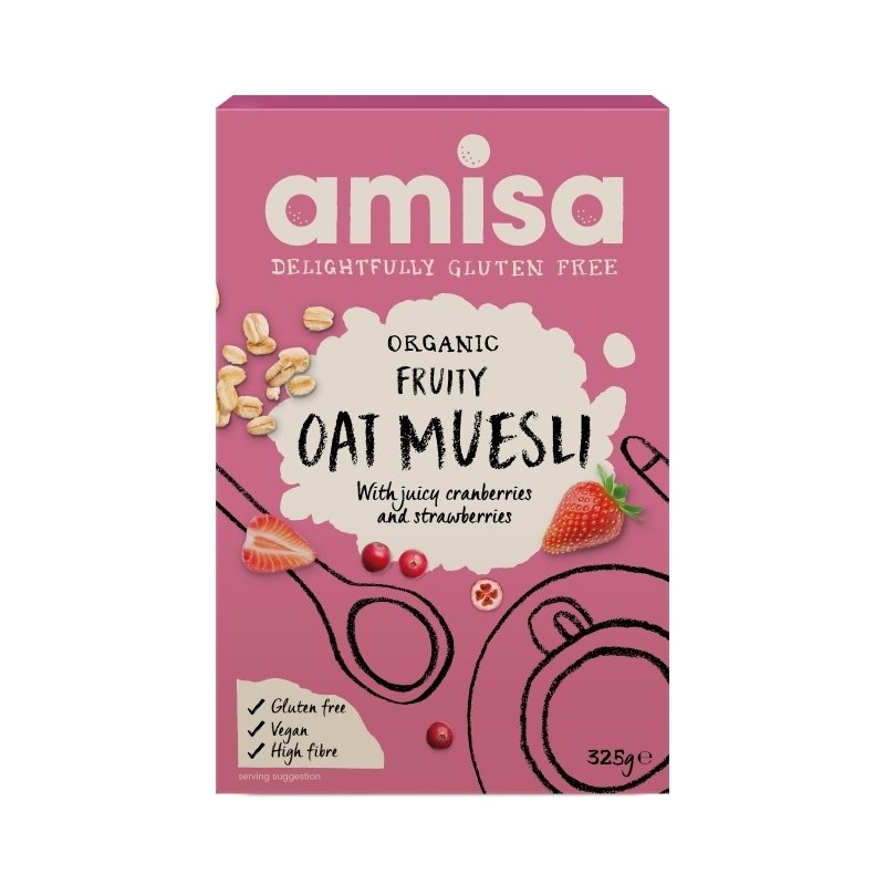 Muesli cu fructe si ovaz fara gluten bio 325g Amisa