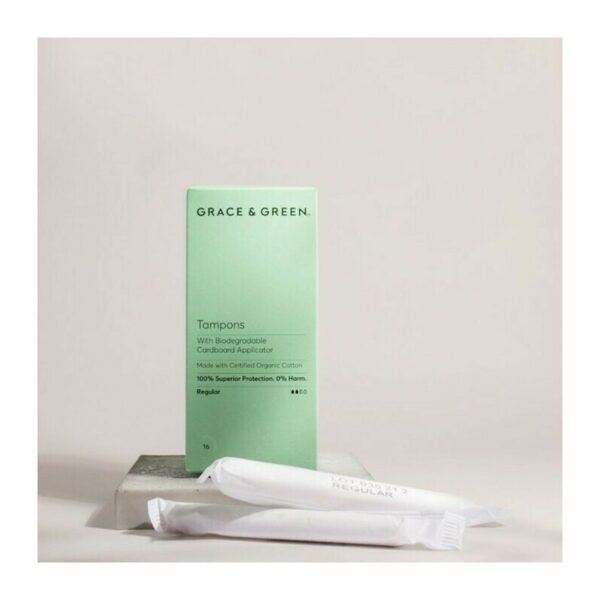 Tampoane cu aplicator din bumbac organic 100% biodegradabile Normal (16 buc)