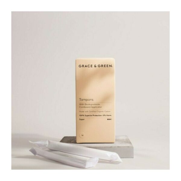 Tampoane cu aplicator din bumbac organic 100% biodegradabile Super (14 buc)